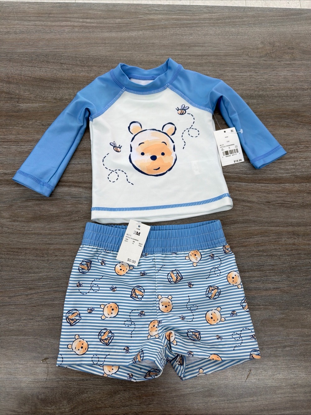 Disney Baby Winnie The Pooh 2 Piece Rashguard And Swim Shorts -3m-NWT
